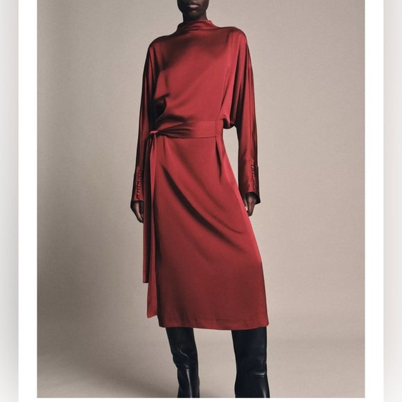 Zara Dresses & Skirts - Zara SATIN EFFECT TIED DRESS ZW COLLECTION